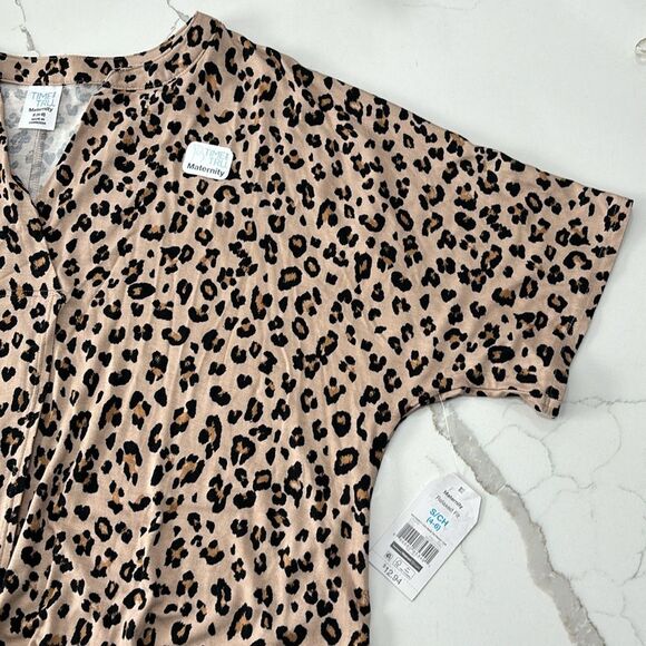 Time and Tru | Leopard Print Twist Tie Women’s Maternity Shirt Shirt High low - Picture 4 of 7
